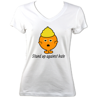 Stand Up Against Hate - Women's Fitted V-Neck T-Shirt - The Angry Orange
